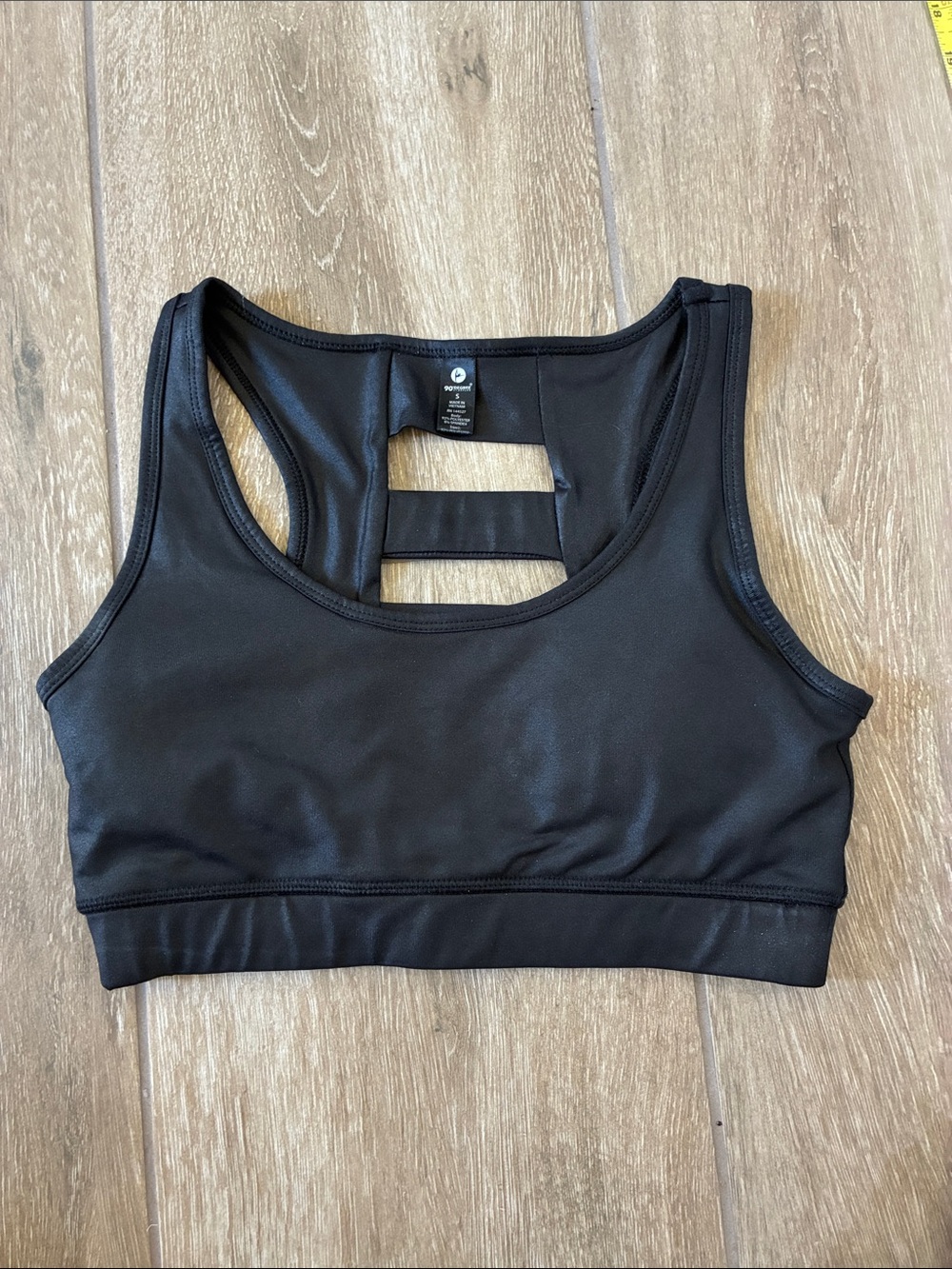 90 Degree By Reflex Black Strappy Back Sports Bra